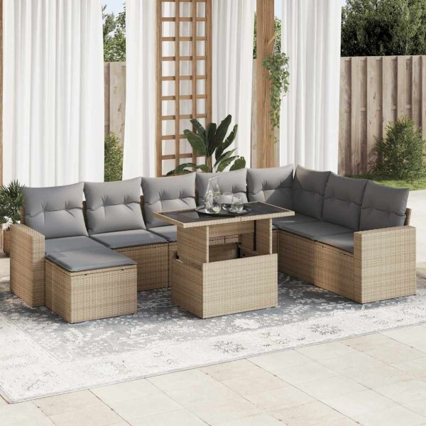 9-Delige Loungeset Met Kussens Poly Rattan - Afbeelding 15