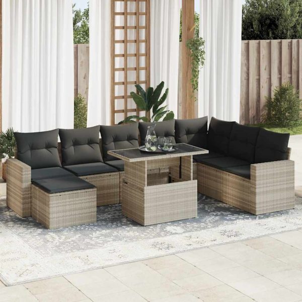 9-Delige Loungeset Met Kussens Poly Rattan - Afbeelding 14