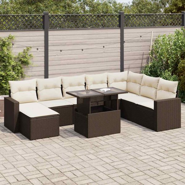 9-Delige Loungeset Met Kussens Poly Rattan - Afbeelding 18