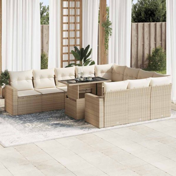 1 Loungeset Met Kussens Poly Rattan - Afbeelding 18