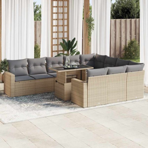 1 Loungeset Met Kussens Poly Rattan - Afbeelding 17