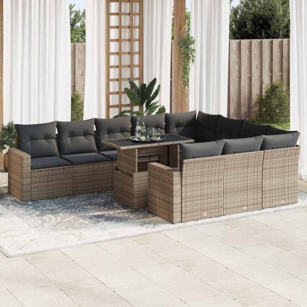 1 Loungeset Met Kussens Poly Rattan - Afbeelding 14