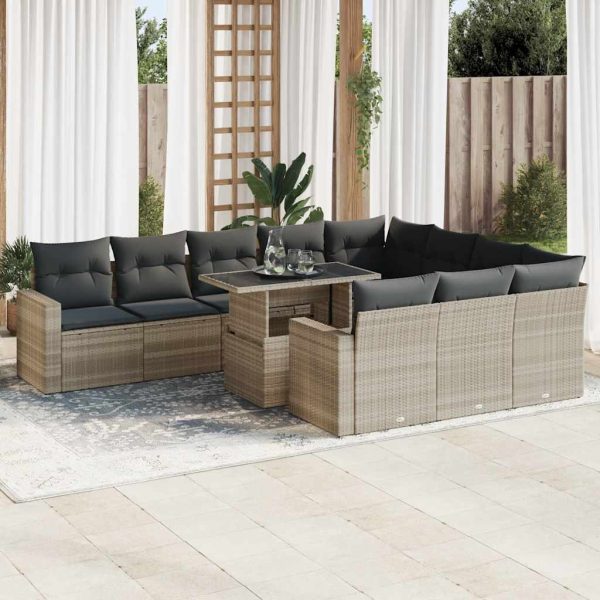 1 Loungeset Met Kussens Poly Rattan - Afbeelding 13