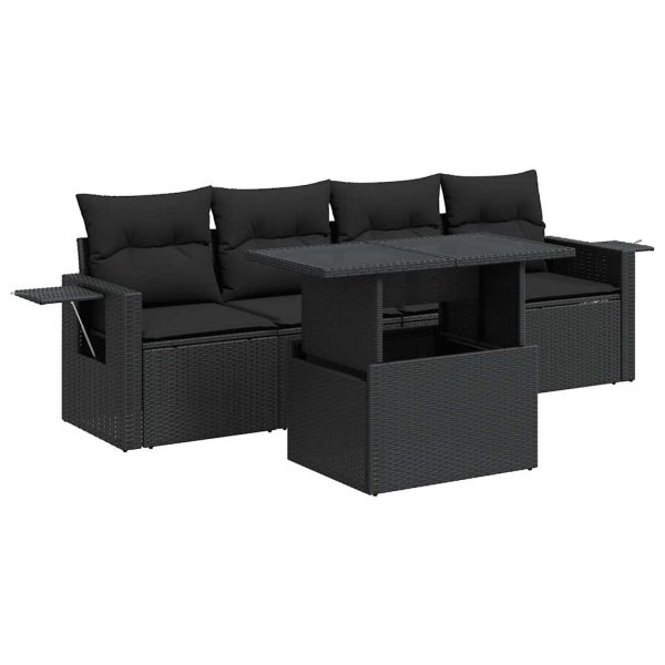 5-Delige Loungeset Met Kussens Poly Rattan - Afbeelding 2