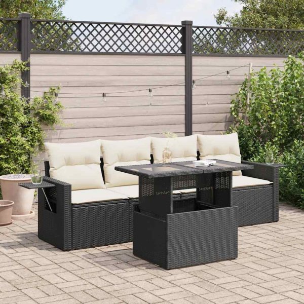 5-Delige Loungeset Met Kussens Poly Rattan - Afbeelding 16