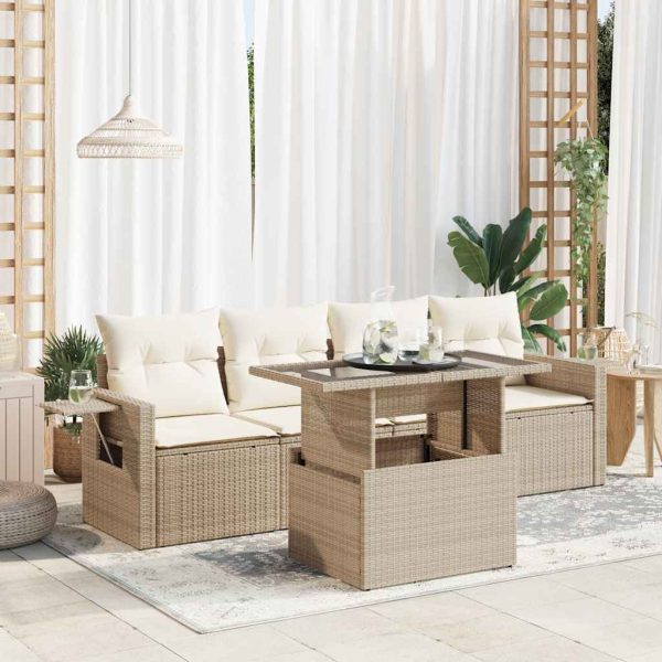 5-Delige Loungeset Met Kussens Poly Rattan - Afbeelding 18