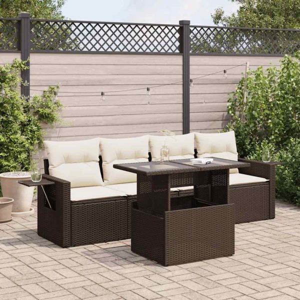 5-Delige Loungeset Met Kussens Poly Rattan - Afbeelding 17