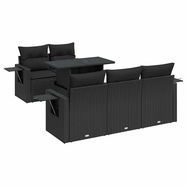 6-Delige Loungeset Met Kussens Poly Rattan - Afbeelding 2