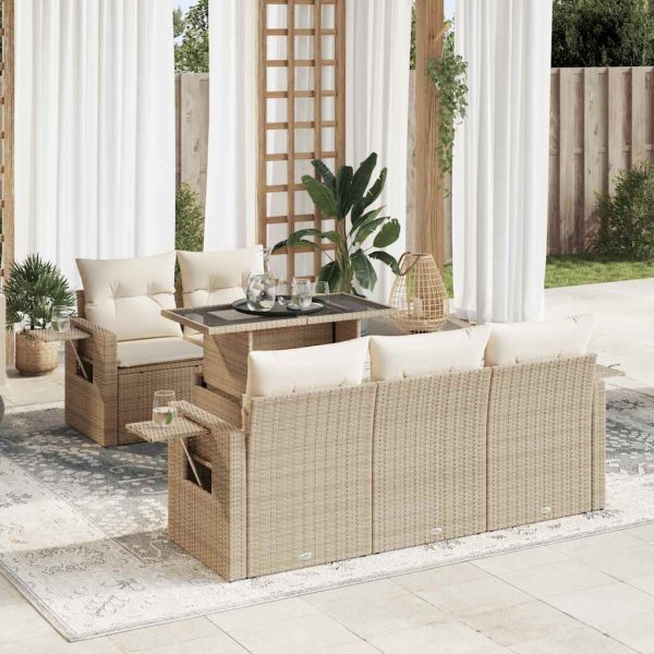 6-Delige Loungeset Met Kussens Poly Rattan - Afbeelding 18