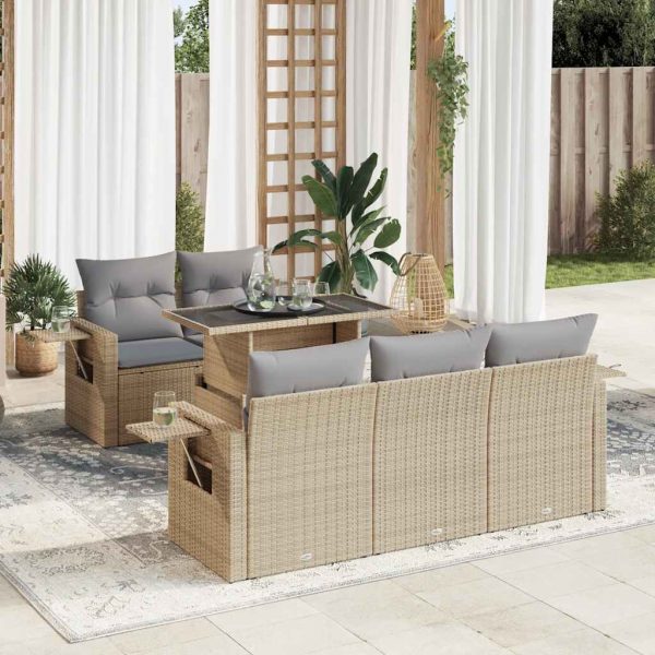 6-Delige Loungeset Met Kussens Poly Rattan - Afbeelding 17