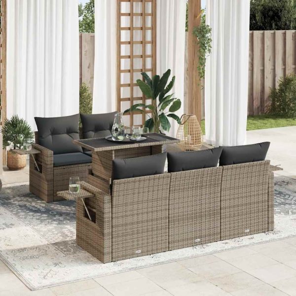 6-Delige Loungeset Met Kussens Poly Rattan - Afbeelding 14