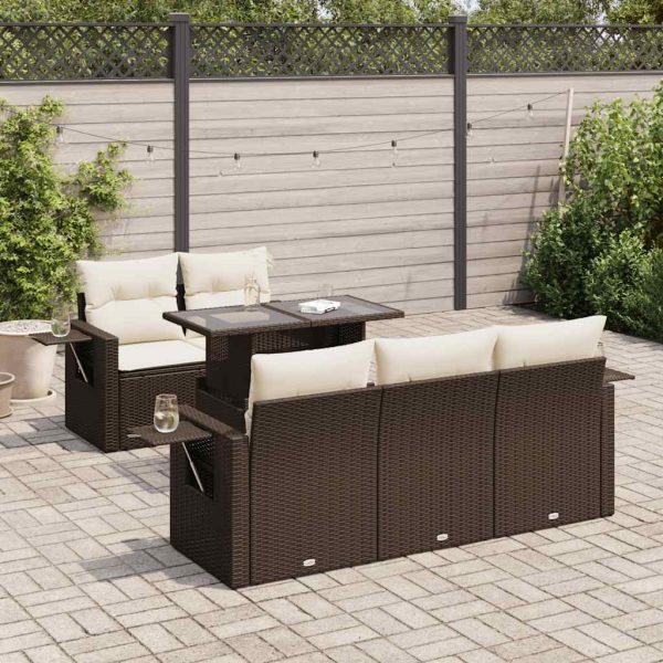 6-Delige Loungeset Met Kussens Poly Rattan - Afbeelding 15