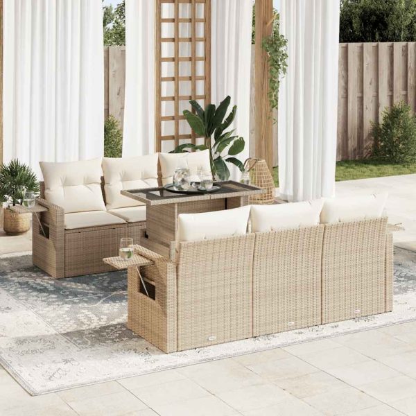 7-Delige Loungeset Met Kussens Poly Rattan - Afbeelding 18