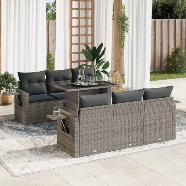 7-Delige Loungeset Met Kussens Poly Rattan - Afbeelding 15