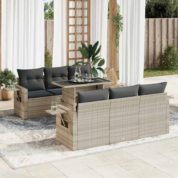 7-Delige Loungeset Met Kussens Poly Rattan - Afbeelding 16