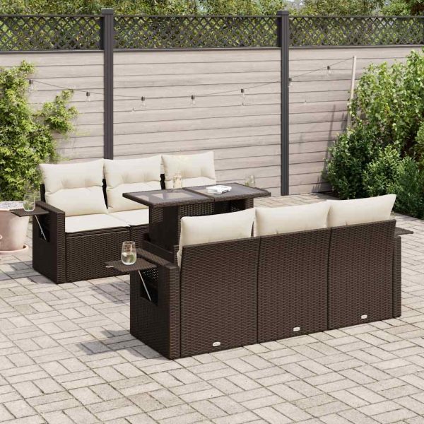 7-Delige Loungeset Met Kussens Poly Rattan - Afbeelding 13