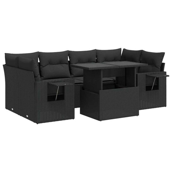 7-Delige Loungeset Met Kussens Poly Rattan - Afbeelding 2