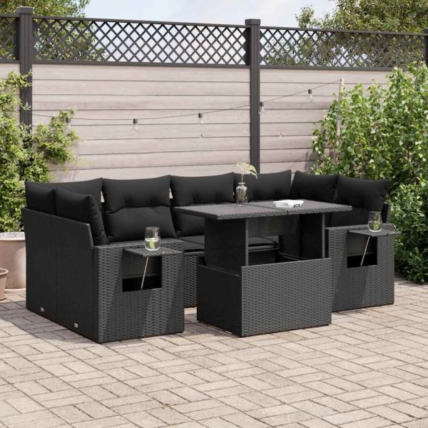 7-Delige Loungeset Met Kussens Poly Rattan