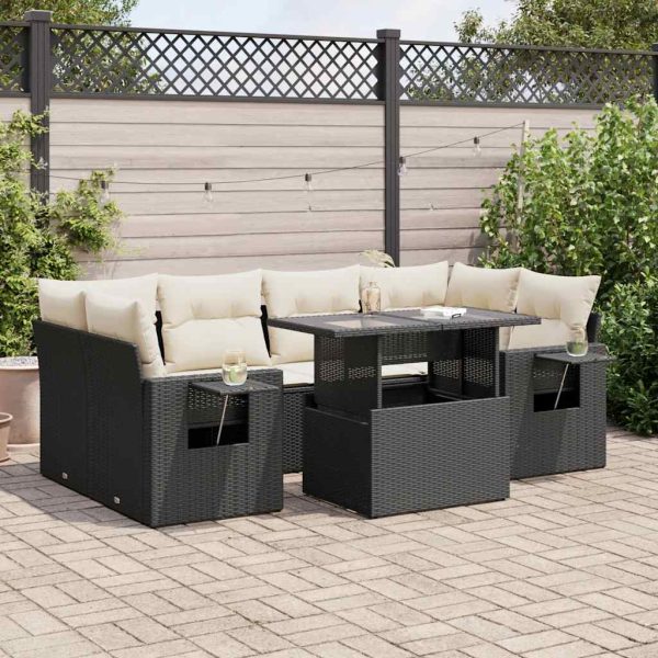 7-Delige Loungeset Met Kussens Poly Rattan - Afbeelding 17