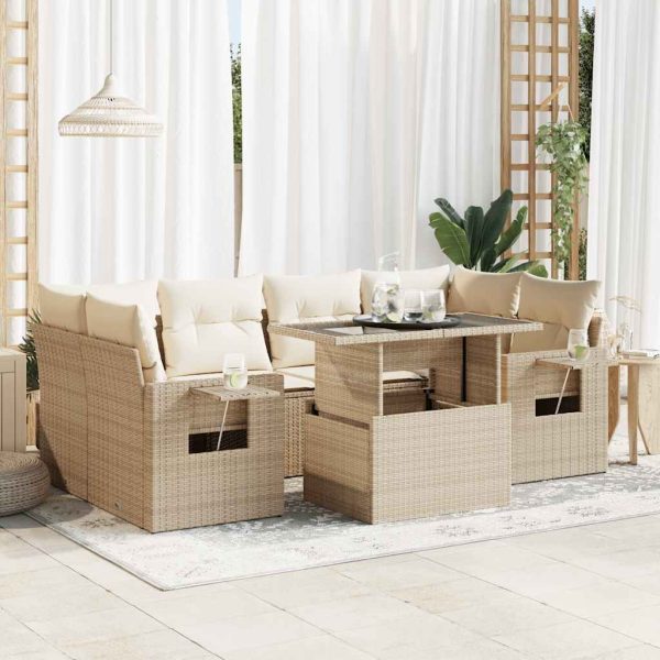 7-Delige Loungeset Met Kussens Poly Rattan - Afbeelding 18