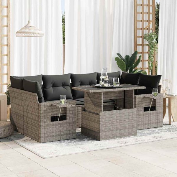 7-Delige Loungeset Met Kussens Poly Rattan - Afbeelding 15