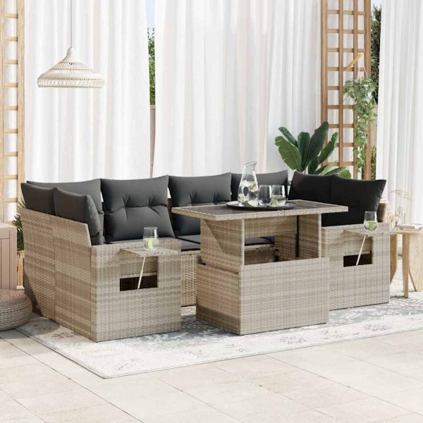 7-Delige Loungeset Met Kussens Poly Rattan - Afbeelding 16