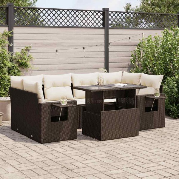 7-Delige Loungeset Met Kussens Poly Rattan - Afbeelding 13