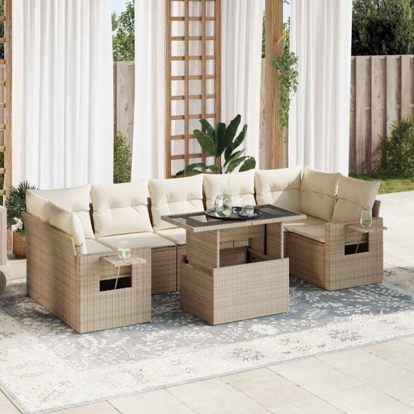 8-Delige Loungeset Met Kussens Poly Rattan - Afbeelding 13