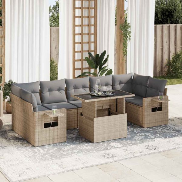 8-Delige Loungeset Met Kussens Poly Rattan - Afbeelding 15