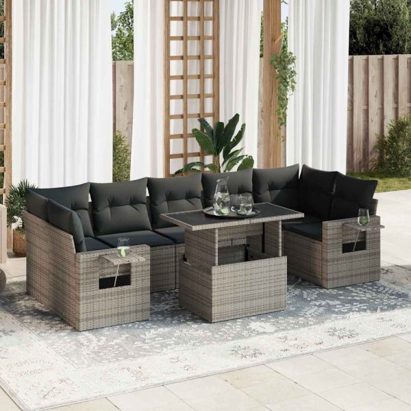 8-Delige Loungeset Met Kussens Poly Rattan - Afbeelding 14