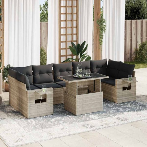 8-Delige Loungeset Met Kussens Poly Rattan - Afbeelding 16