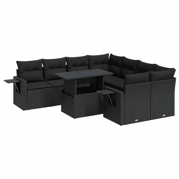 9-Delige Loungeset Met Kussens Poly Rattan - Afbeelding 2