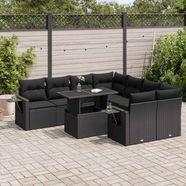 9-Delige Loungeset Met Kussens Poly Rattan