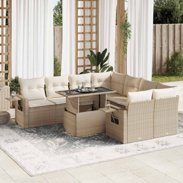 9-Delige Loungeset Met Kussens Poly Rattan - Afbeelding 16