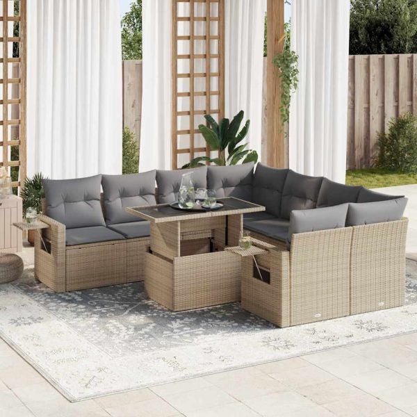 9-Delige Loungeset Met Kussens Poly Rattan - Afbeelding 18