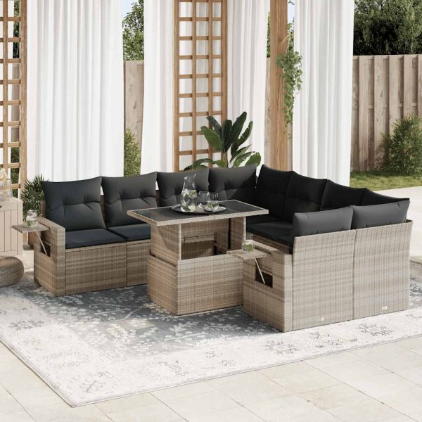 9-Delige Loungeset Met Kussens Poly Rattan - Afbeelding 14