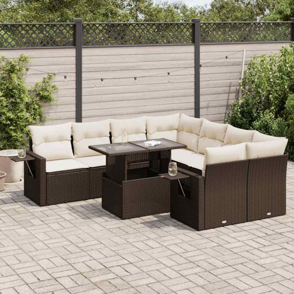 9-Delige Loungeset Met Kussens Poly Rattan - Afbeelding 15