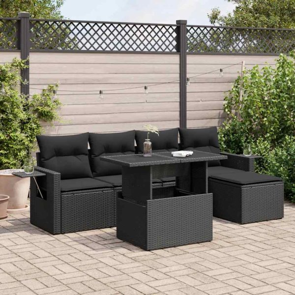 6-Delige Loungeset Met Kussens Poly Rattan