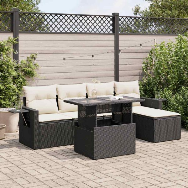 6-Delige Loungeset Met Kussens Poly Rattan - Afbeelding 16