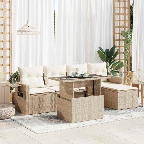 6-Delige Loungeset Met Kussens Poly Rattan - Afbeelding 18