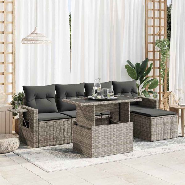 6-Delige Loungeset Met Kussens Poly Rattan - Afbeelding 17