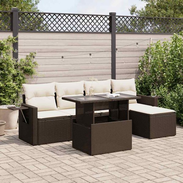 6-Delige Loungeset Met Kussens Poly Rattan - Afbeelding 13