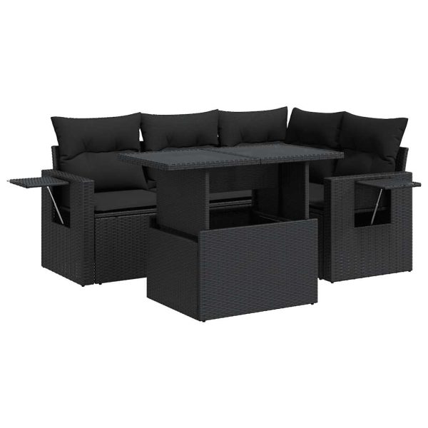 5-Delige Loungeset Met Kussens Poly Rattan - Afbeelding 2