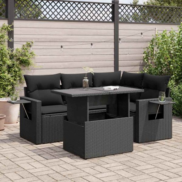 5-Delige Loungeset Met Kussens Poly Rattan