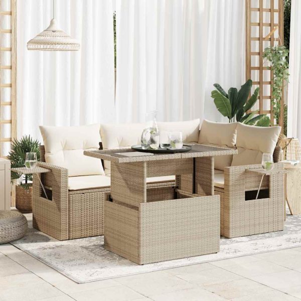 5-Delige Loungeset Met Kussens Poly Rattan - Afbeelding 18