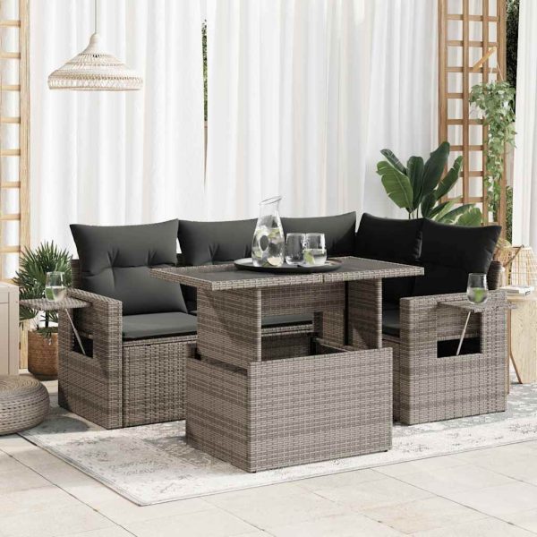 5-Delige Loungeset Met Kussens Poly Rattan - Afbeelding 16