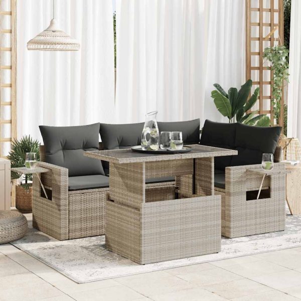 5-Delige Loungeset Met Kussens Poly Rattan - Afbeelding 15