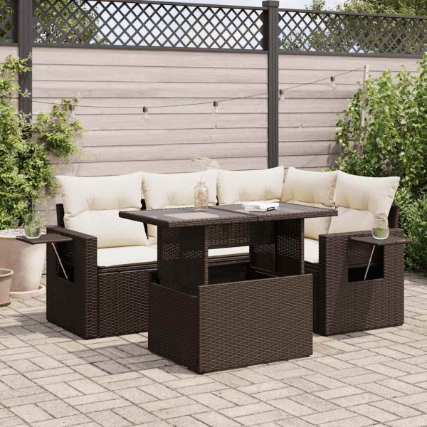 5-Delige Loungeset Met Kussens Poly Rattan - Afbeelding 14