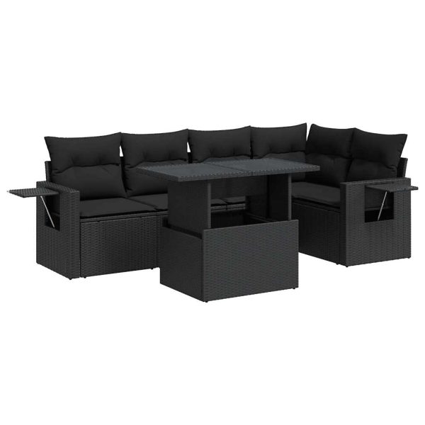 6-Delige Loungeset Met Kussens Poly Rattan - Afbeelding 2