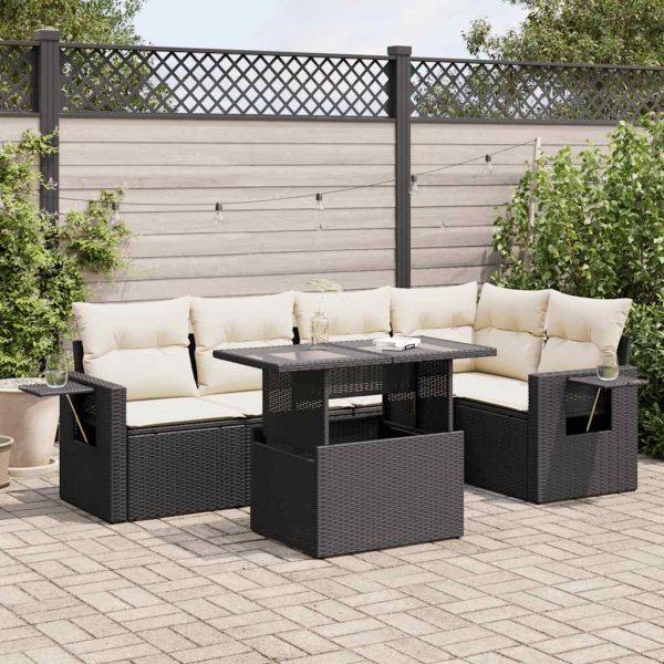 6-Delige Loungeset Met Kussens Poly Rattan - Afbeelding 18